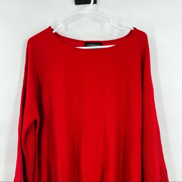Lane Bryant long sleeve red sweater top size 14/16 boatneck wide sleeve - Picture 2 of 10